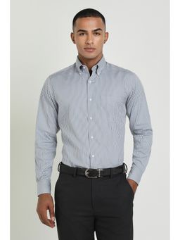 Allen Solly - Men Grey Stripes Full Sleeves Regular Fit Formal Shirt