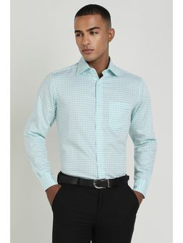Allen Solly - Men Green Checks Full Sleeves Regular Fit Formal Shirt