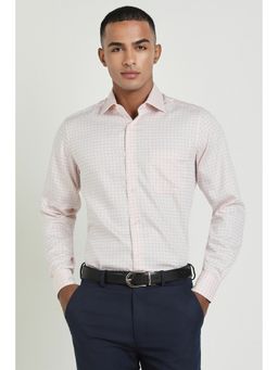 Allen Solly - Men Peach Checks Full Sleeves Regular Fit Formal Shirt