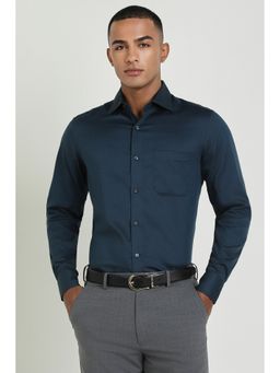 Allen Solly - Men Navy Blue Solid Full Sleeves Regular Fit Formal Shirt