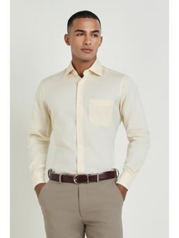 Allen Solly - Men Yellow Textured Full Sleeves Regular Fit Formal Shirt