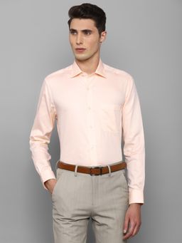 Louis Philippe - Men Peach Printed Full Sleeves Regular Fit Formal Shirt