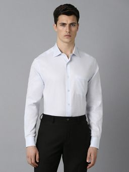 Louis Philippe - Men White Textured Full Sleeves Regular Fit Formal Shirt