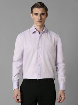 Louis Philippe - Men Lavender Textured Full Sleeves Regular Fit Formal Shirt