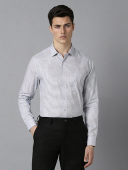 Louis Philippe - Men Blue Checks Full Sleeves Slim Fit Formal Shirt