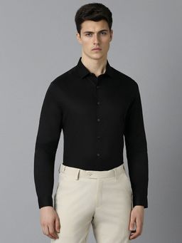 Louis Philippe - Men Black Solid Full Sleeves Super Slim Fit Formal Shirt