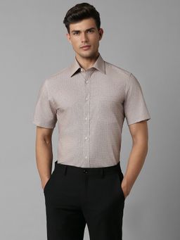 Louis Philippe - Men Brown Printed Half Sleeves Regular Fit Formal Shirt