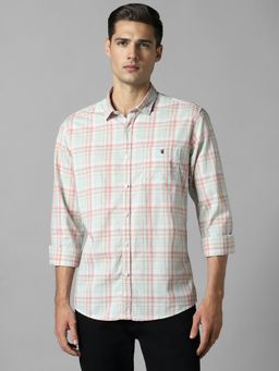 Louis Philippe - Men Green Checks Full Sleeves Slim Fit Casual Shirt