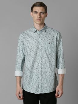 Louis Philippe - Men Blue Floral Full Sleeves Slim Fit Casual Shirt