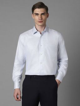 Louis Philippe - Men Blue Textured Full Sleeves Regular Fit Formal Shirt