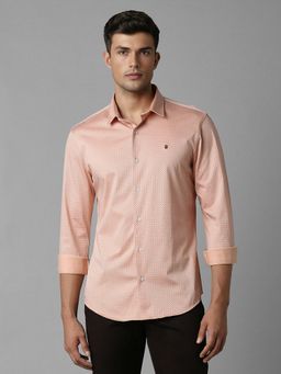 Louis Philippe - Men Peach Printed Full Sleeves Regular Fit Casual Shirt
