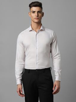 Louis Philippe - Men Off White Checks Full Sleeves Super Slim Fit Formal Shirt