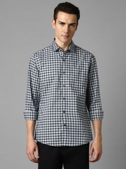 Louis Philippe - Men Black Checks Full Sleeves Slim Fit Casual Shirt