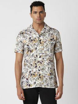 Van Heusen - Men Multi-Color Printed Half Sleeves Slim Fit Casual Shirt