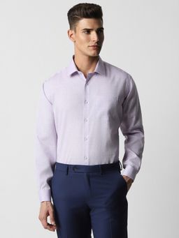Van Heusen - Men Lavender Textured Full Sleeves Regular Fit Formal Shirt
