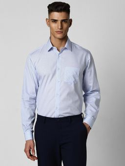 Van Heusen - Men Blue Paisley Full Sleeves Regular Fit Formal Shirt