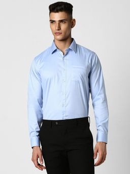 Van Heusen - Men Blue Solid Full Sleeves Slim Fit Formal Shirt