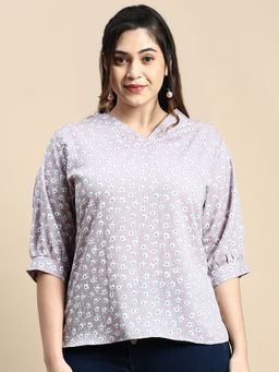 SHOWOFF - Women V-Neck Floral Lavender Regular Top