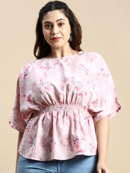 SHOWOFFFF - Women Round Neck Floral Pink Regular Top