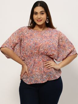 SHOWOFFFF - Women Round Neck Floral Pink Regular Top