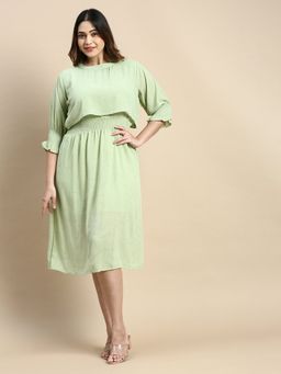 SHOWOFF - Womens Green Embellished Fit and Flare Dress