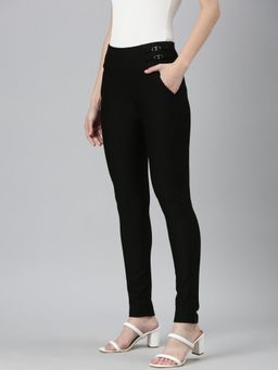 SHOWOFFFF - Womens Solid Slim Fit Black Jegging