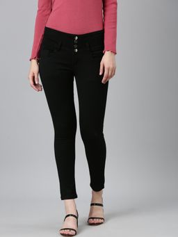 SHOWOFFFF - Womens High Rise Clean Look Stretchable Black Skinny Fit Jeans