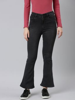 SHOWOFF - Womens High Rise Clean Look Stretchable Grey Jeans