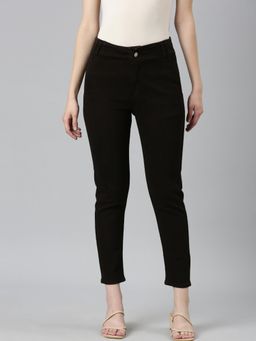 SHOWOFF - Womens Mid Rise Clean Look Stretchable Coffee Brown Slim Fit Jeans