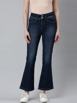 SHOWOFF - Womens High Rise Stretchable Regular Navy Blue Jeans