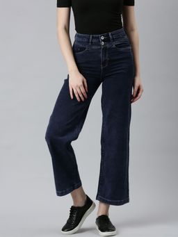 SHOWOFF - Womens High Rise Stretchable Regular Navy Blue Jeans