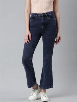 SHOWOFF - Womens High Rise Stretchable Regular Navy Blue Jeans