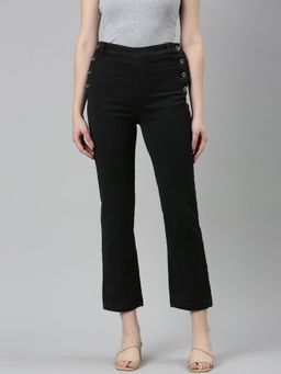SHOWOFF - Womens High Rise Stretchable Regular Black Straight Fit Jeans