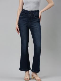 SHOWOFFFF - Womens High Rise Stretchable Regular Navy Blue Jeans