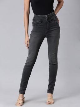 SHOWOFFFF - Womens High Rise Stretchable Regular Grey Skinny Fit Jeans