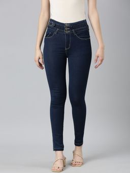 SHOWOFF - Womens High Rise Stretchable Navy Blue Skinny Fit Jeans