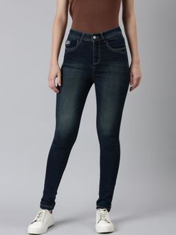 SHOWOFFFF - Womens High Rise Stretchable Navy Blue Skinny Fit Jeans