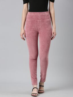 SHOWOFFFF - Womens Solid Slim Fit Mauve Jegging