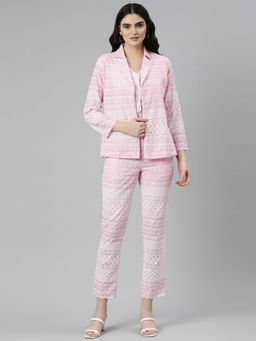SHOWOFF - Womens Pink Solid Co Ord (Set of 3)