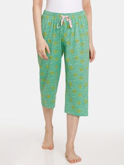 Zivame - Rosaline Reclaimed Nature Knit Cotton Capri - Mint - Green