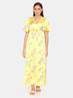 Zivame - Paradise Garden Woven Full Length Nightdress Aspen Gold