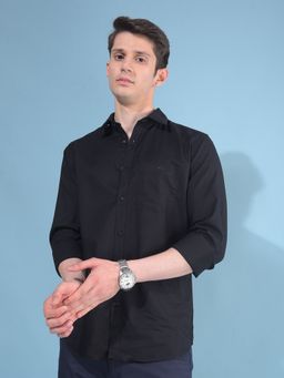 CRIMSOUNE CLUB - Men Black Cotton Casual Shirt
