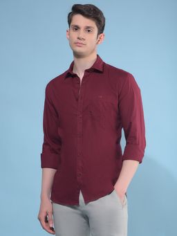 CRIMSOUNE CLUB - Men Maroon Checks Printed Cotton Casual Shirt