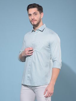 CRIMSOUNE CLUB - Men Green Cotton Casual Shirt
