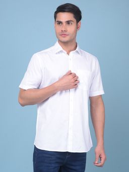 CRIMSOUNE CLUB - Men White Cotton Casual Shirt