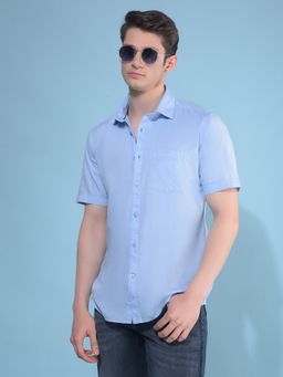 CRIMSOUNE CLUB - Men Blue Cotton Casual Shirt