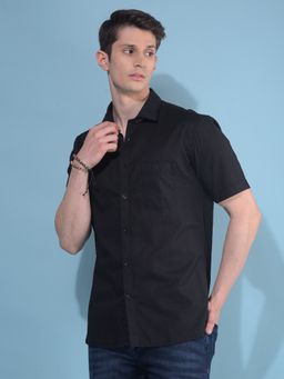 CRIMSOUNE CLUB - Men Black Checks Cotton Casual Shirt
