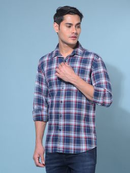 CRIMSOUNE CLUB - Men's Red Tartan Check 100% Cotton Resort Shirt