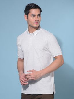 CRIMSOUNE CLUB - Men Grey Cotton Polo T-Shirt