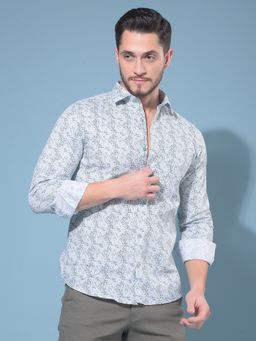CRIMSOUNE CLUB - Men Green Printed Cotton Casual Shirt